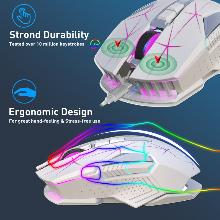 HXSJ T300 7 Keys 2400DPI 2.4G Colorful Luminous Wireless Mouse