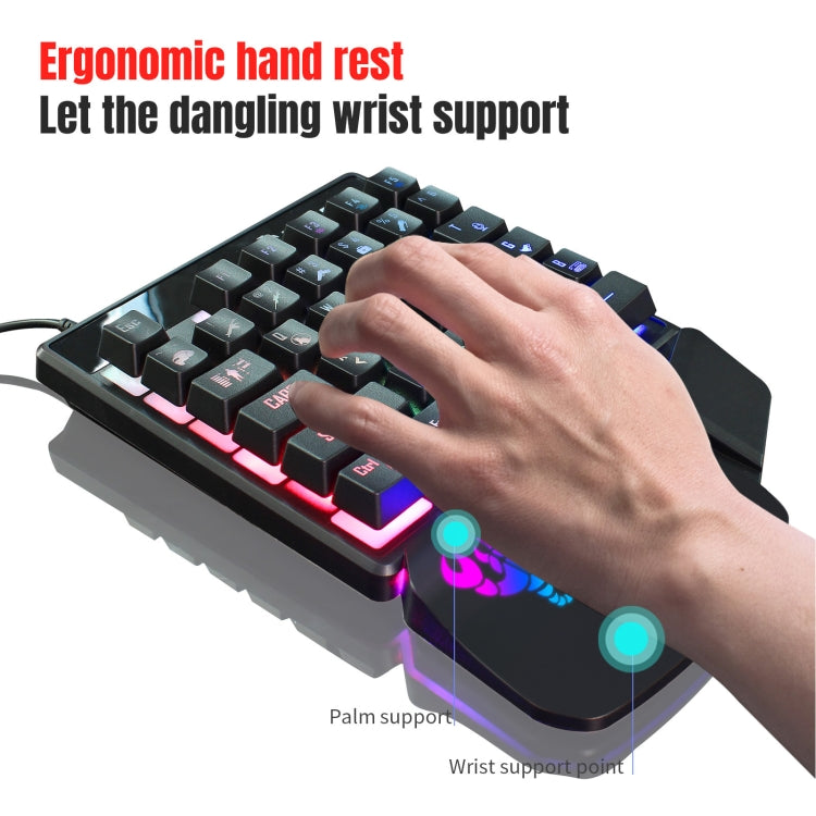 HXSJ V400 35 Keys One-Hand RGB Backlit Wired Gaming Keyboard
