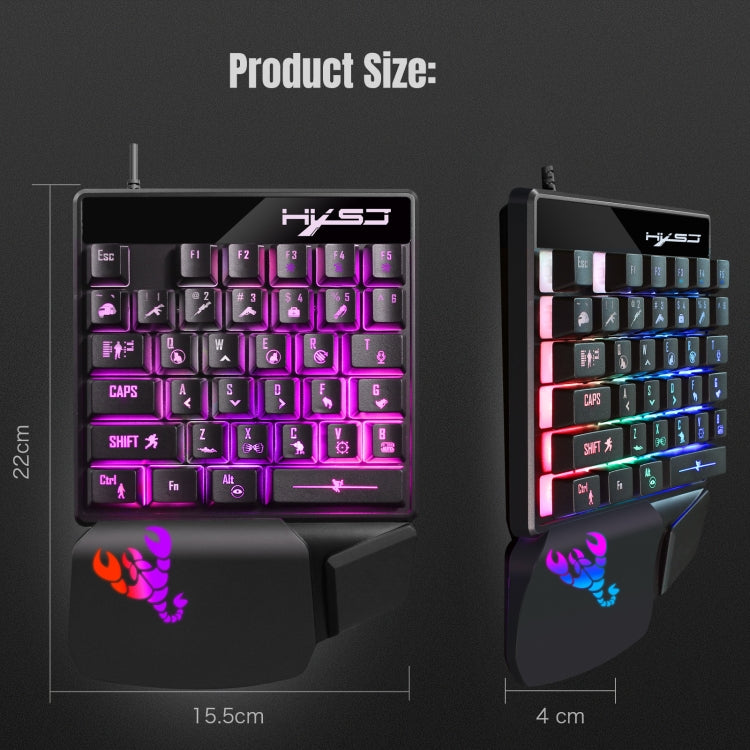 HXSJ V400 35 Keys One-Hand RGB Backlit Wired Gaming Keyboard