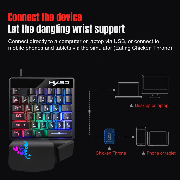 HXSJ V400 35 Keys One-Hand RGB Backlit Wired Gaming Keyboard