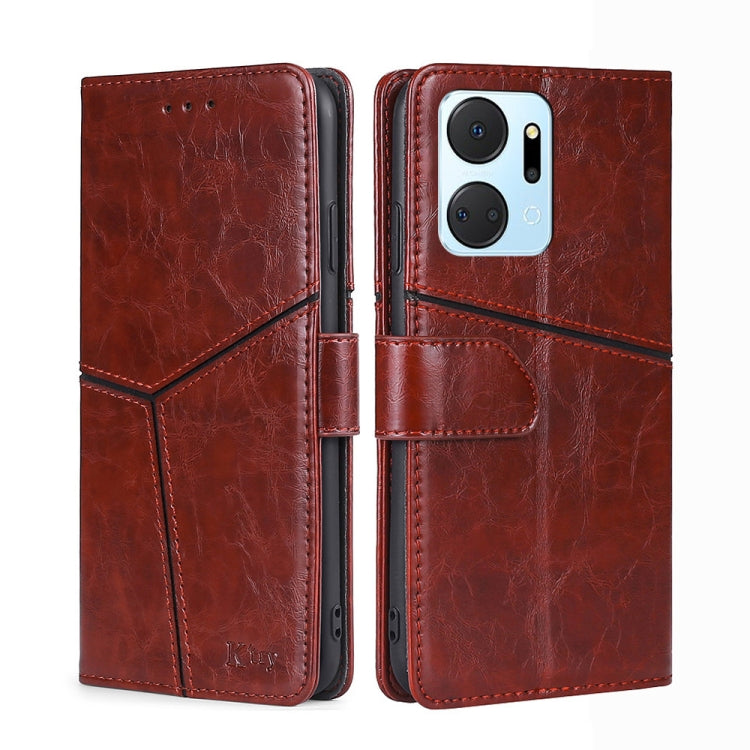 For Honor X7A Geometric Stitching Horizontal Flip Leather Phone Case