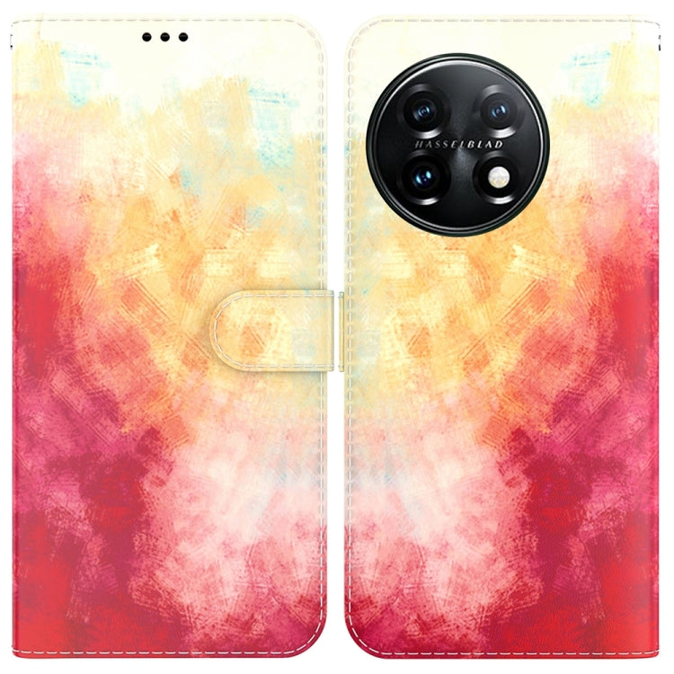 For OnePlus 11 Watercolor Pattern Flip Leather Phone Case