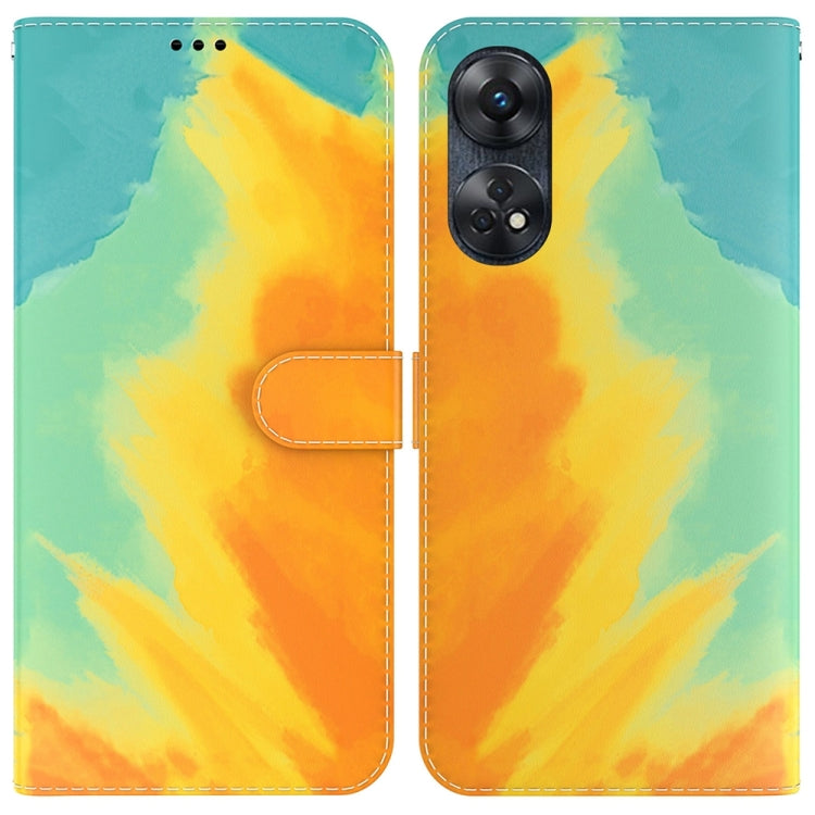 For OPPO Reno8 T 4G Watercolor Pattern Flip Leather Phone Case