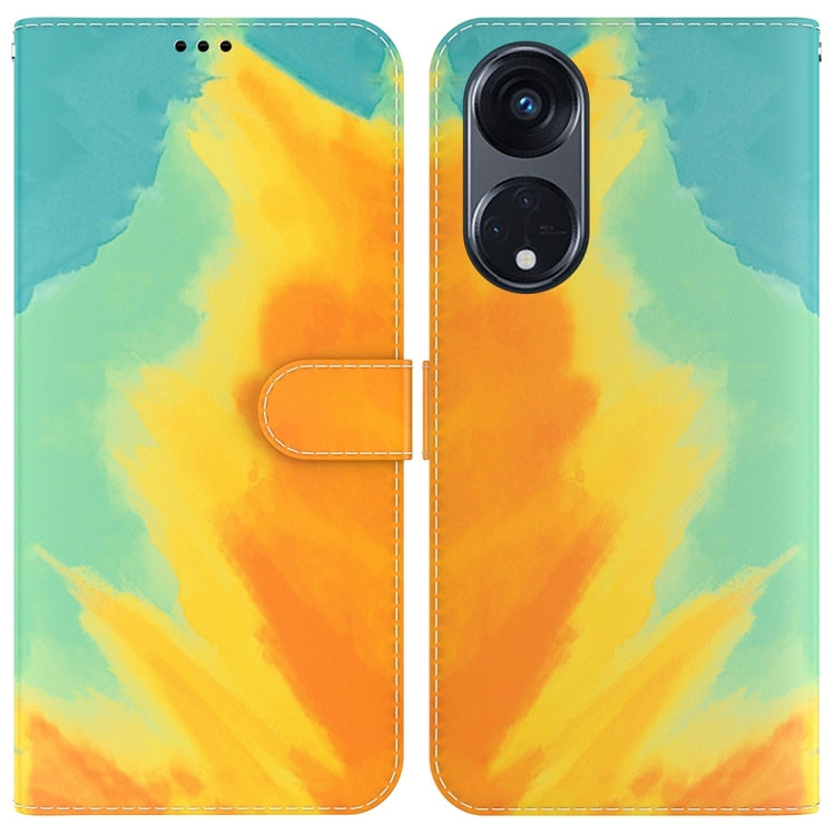 For OPPO Reno8 T 5G / A1 Pro 5G Watercolor Pattern Flip Leather Phone Case