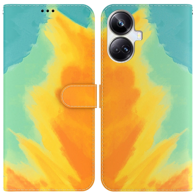 For Realme 10 Pro+ Watercolor Pattern Flip Leather Phone Case