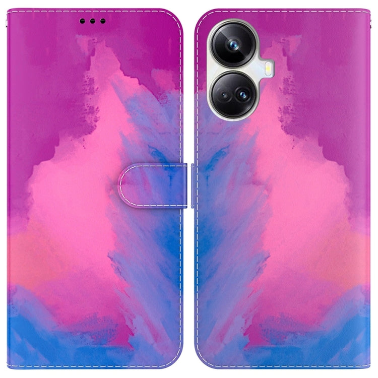 For Realme 10 Pro+ Watercolor Pattern Flip Leather Phone Case