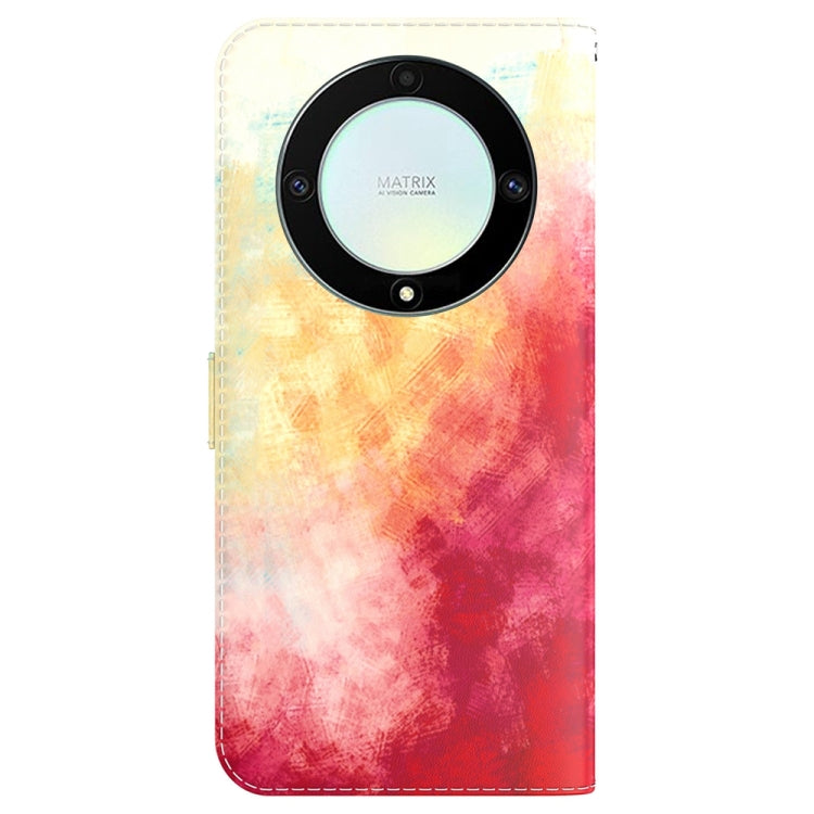 For Honor X9a Watercolor Pattern Flip Leather Phone Case