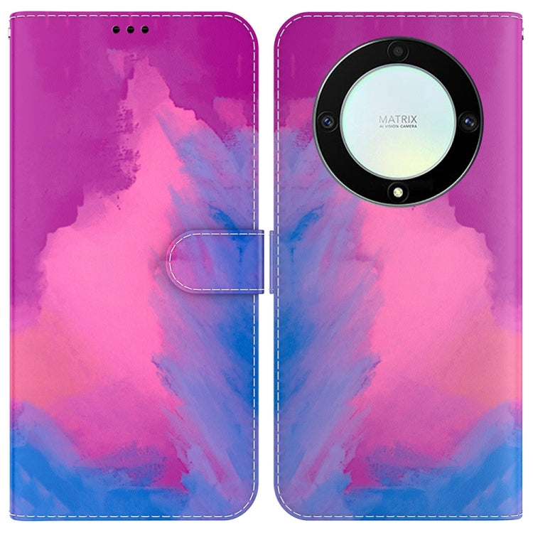 For Honor X9a Watercolor Pattern Flip Leather Phone Case