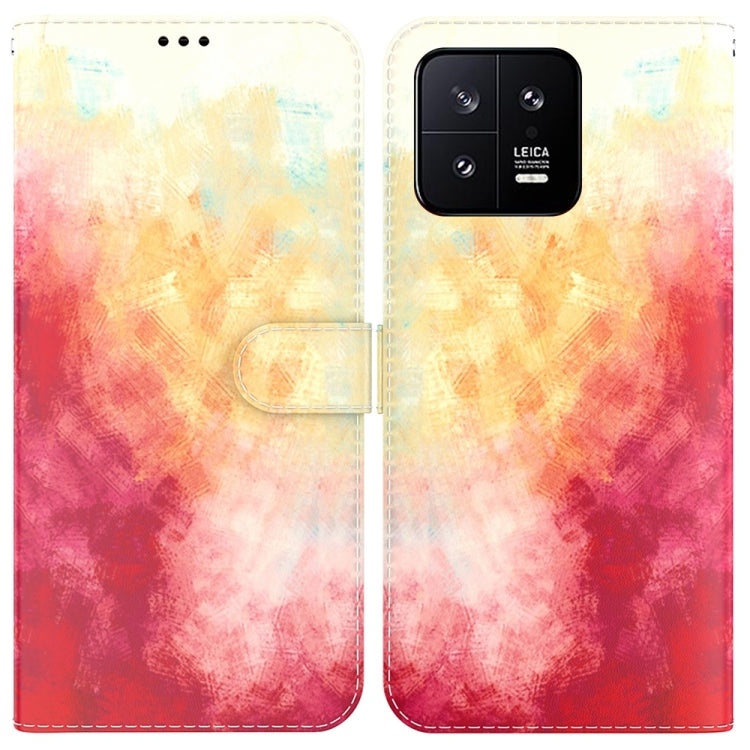 For Xiaomi 13 5G Watercolor Pattern Flip Leather Phone Case