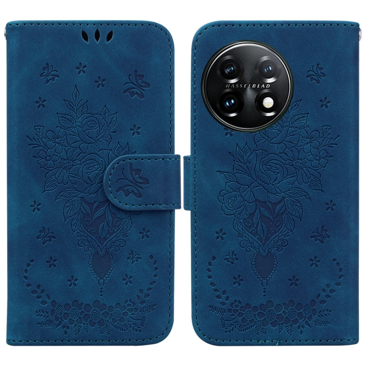 For OnePlus 11 Butterfly Rose Embossed Leather Phone Case