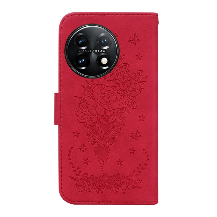 For OnePlus 11 Butterfly Rose Embossed Leather Phone Case