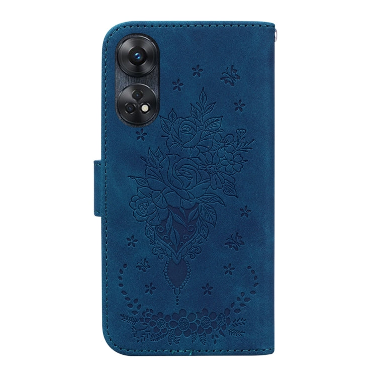 For OPPO Reno8 T 4G Butterfly Rose Embossed Leather Phone Case