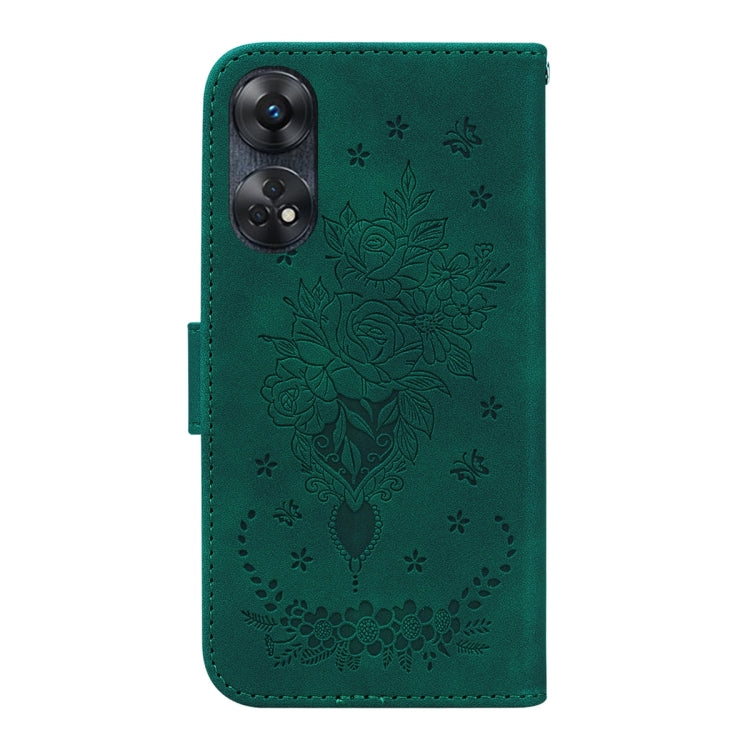 For OPPO Reno8 T 4G Butterfly Rose Embossed Leather Phone Case