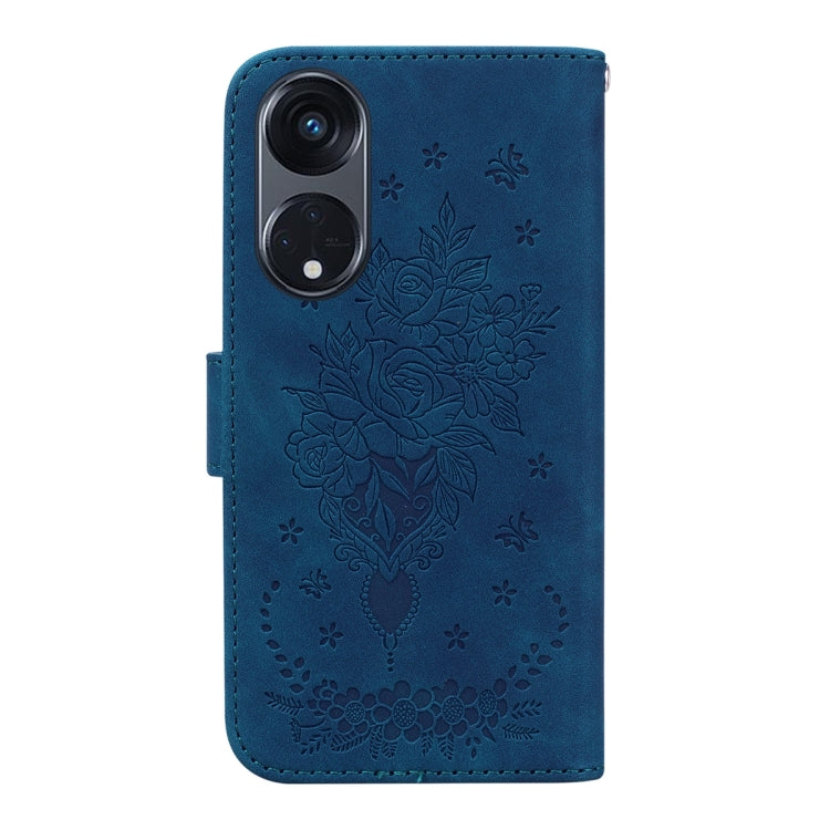 For OPPO Reno8 T 5G / A1 Pro 5G Butterfly Rose Embossed Leather Phone Case