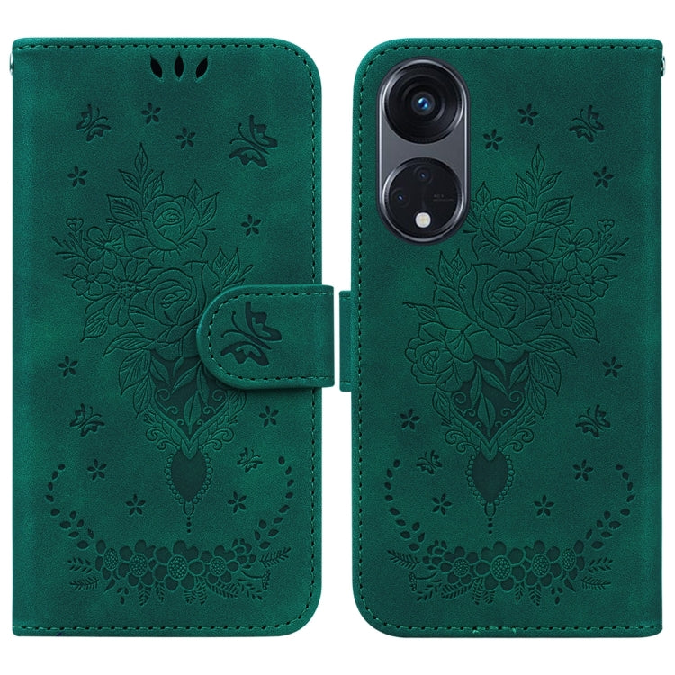 For OPPO Reno8 T 5G / A1 Pro 5G Butterfly Rose Embossed Leather Phone Case