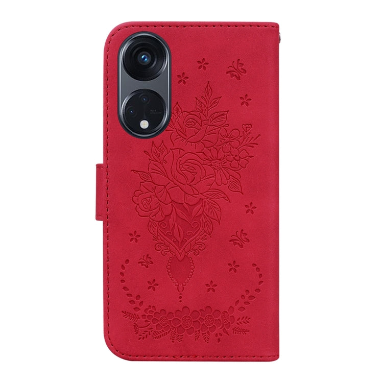 For OPPO Reno8 T 5G / A1 Pro 5G Butterfly Rose Embossed Leather Phone Case