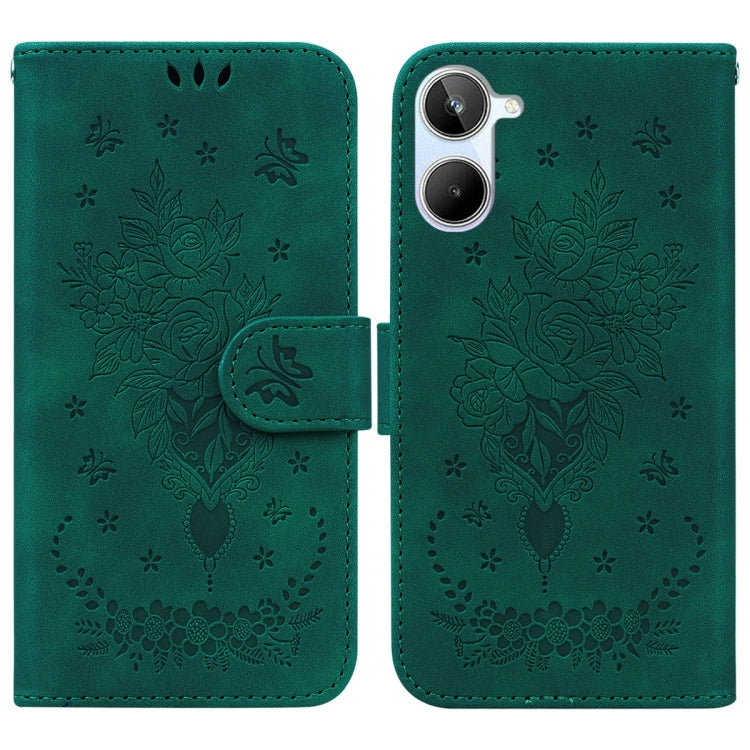 For Realme 10 4G Butterfly Rose Embossed Leather Phone Case