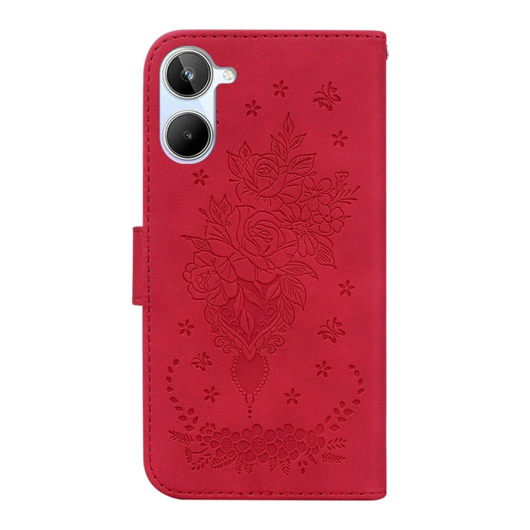 For Realme 10 4G Butterfly Rose Embossed Leather Phone Case