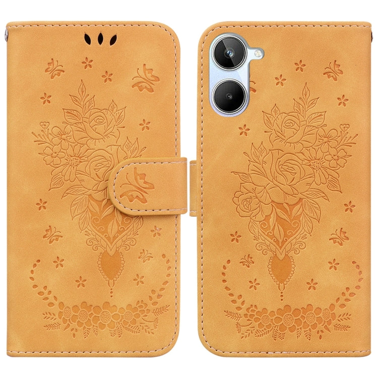 For Realme 10 4G Butterfly Rose Embossed Leather Phone Case