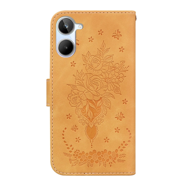 For Realme 10 4G Butterfly Rose Embossed Leather Phone Case