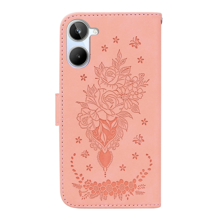 For Realme 10 4G Butterfly Rose Embossed Leather Phone Case