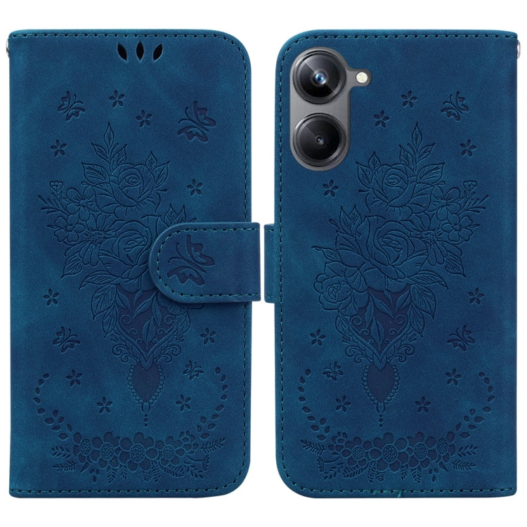 For Realme 10 Pro 5G Butterfly Rose Embossed Leather Phone Case