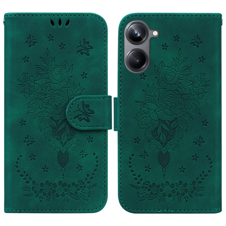 For Realme 10 Pro 5G Butterfly Rose Embossed Leather Phone Case