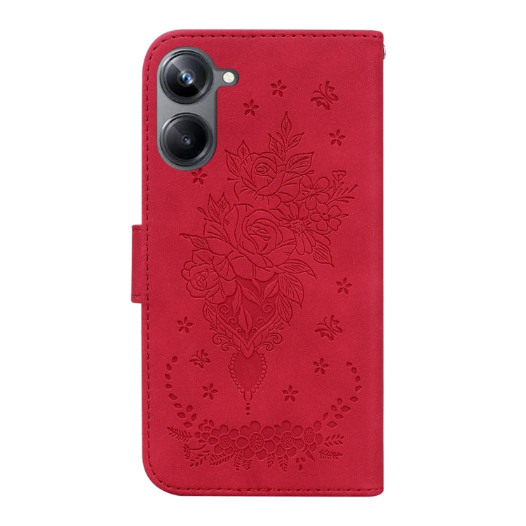 For Realme 10 Pro 5G Butterfly Rose Embossed Leather Phone Case