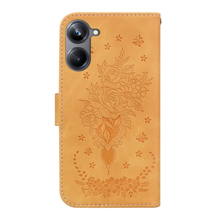 For Realme 10 Pro 5G Butterfly Rose Embossed Leather Phone Case
