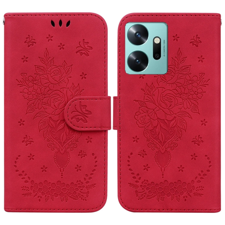 For Infinix Zero 20 Butterfly Rose Embossed Leather Phone Case