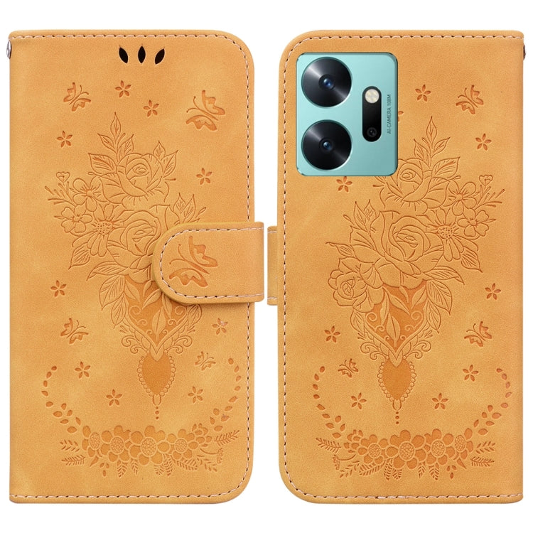 For Infinix Zero 20 Butterfly Rose Embossed Leather Phone Case