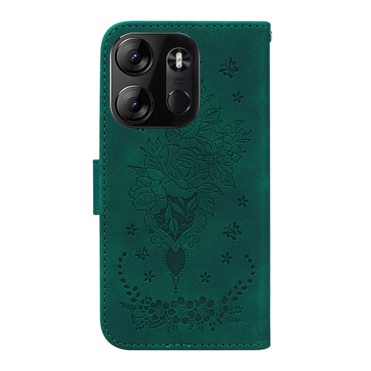 For Tecno Spark Go 2023 / Pop 7 Pro Butterfly Rose Embossed Leather Phone Case