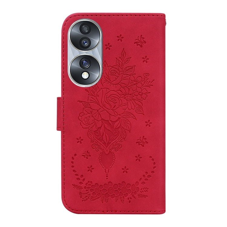 For Honor 70 Butterfly Rose Embossed Leather Phone Case