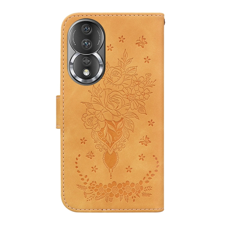 For Honor 80 Butterfly Rose Embossed Leather Phone Case