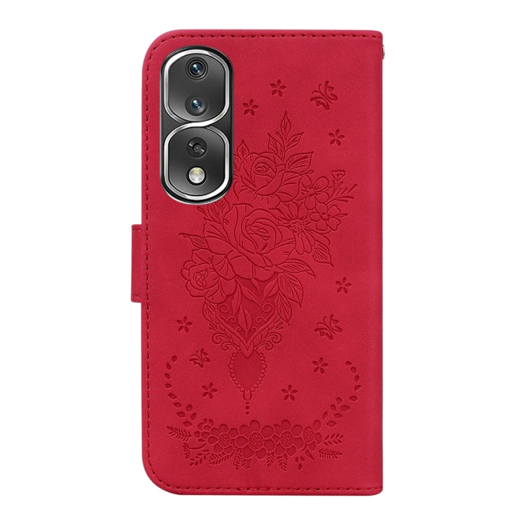 For Honor 80 Pro Butterfly Rose Embossed Leather Phone Case
