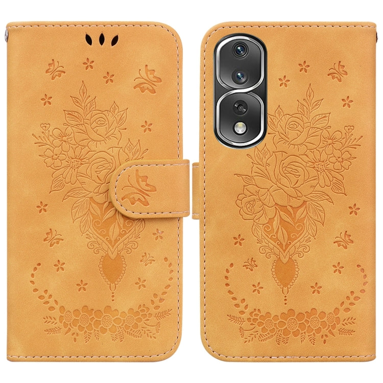 For Honor 80 Pro Butterfly Rose Embossed Leather Phone Case