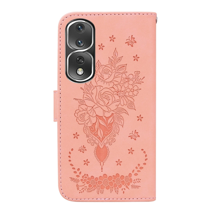For Honor 80 Pro Butterfly Rose Embossed Leather Phone Case