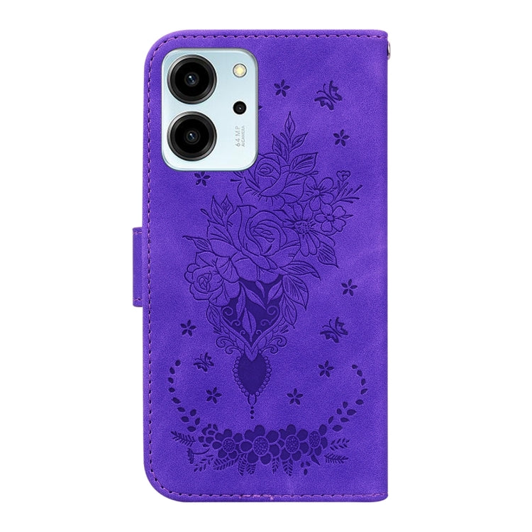 For Honor 80 SE Butterfly Rose Embossed Leather Phone Case