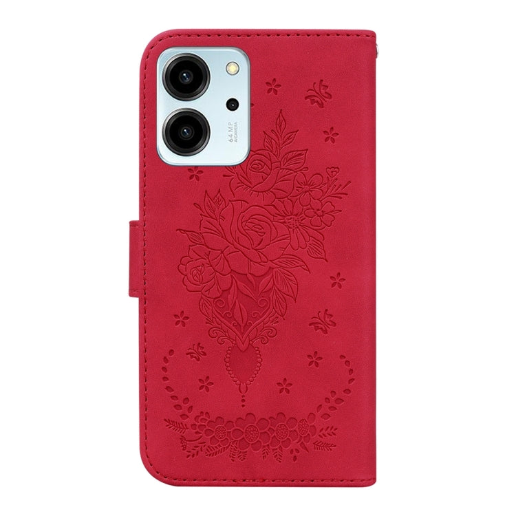 For Honor 80 SE Butterfly Rose Embossed Leather Phone Case