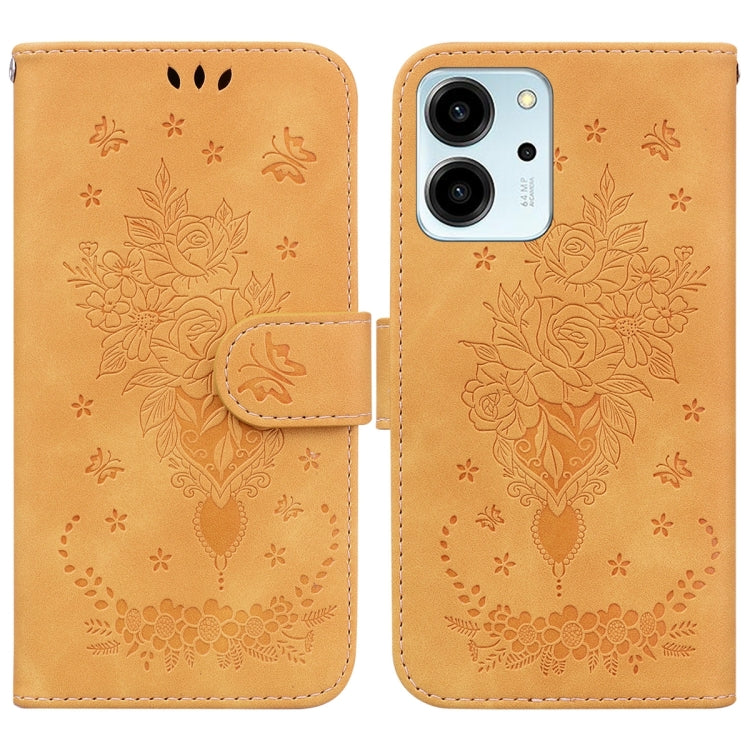 For Honor 80 SE Butterfly Rose Embossed Leather Phone Case