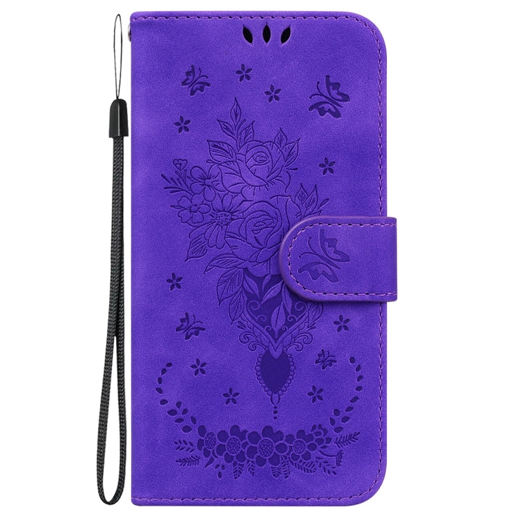 For Samsung Galaxy A04e / F04 / M04 Butterfly Rose Embossed Leather Phone Case
