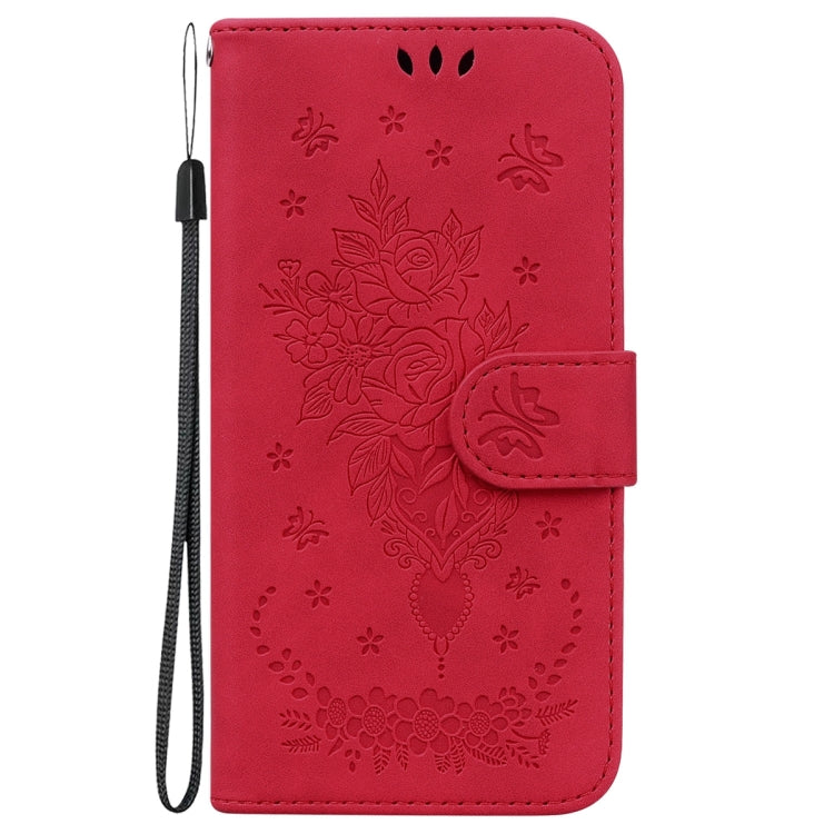 For Samsung Galaxy A04e / F04 / M04 Butterfly Rose Embossed Leather Phone Case