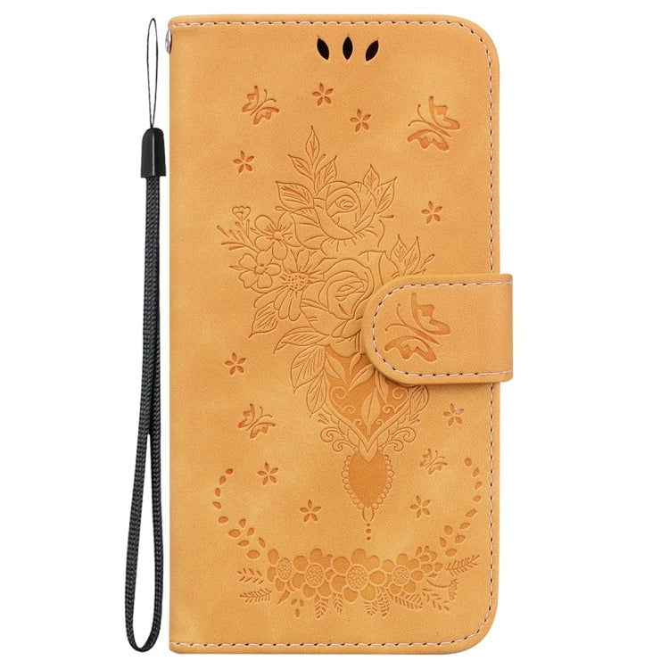 For Samsung Galaxy A04e / F04 / M04 Butterfly Rose Embossed Leather Phone Case