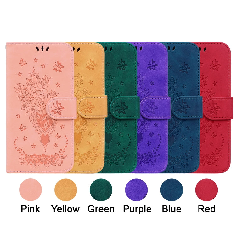 For Samsung Galaxy A04e / F04 / M04 Butterfly Rose Embossed Leather Phone Case