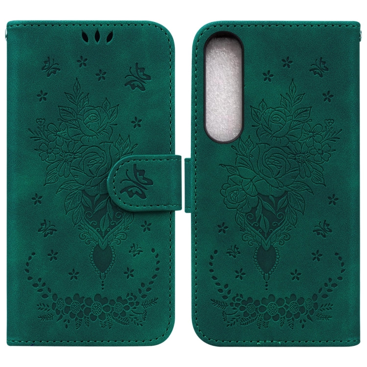 For Sony Xperia 1 IV 2023 Butterfly Rose Embossed Leather Phone Case