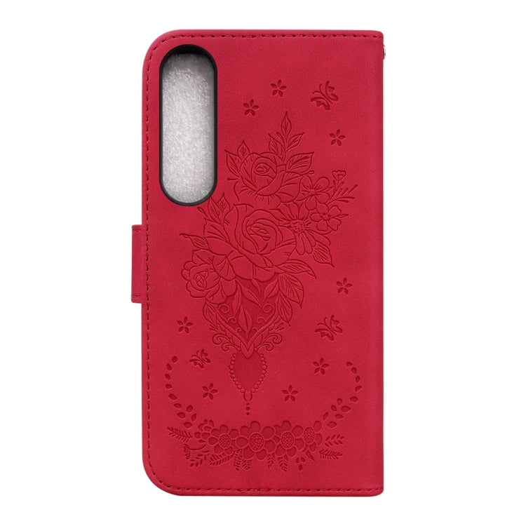 For Sony Xperia 1 IV 2023 Butterfly Rose Embossed Leather Phone Case