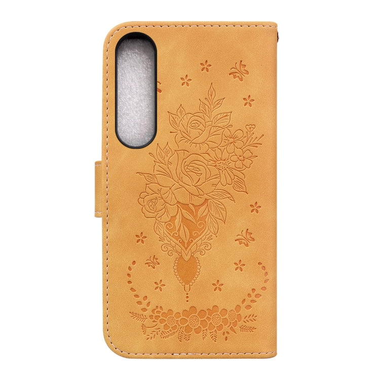 For Sony Xperia 1 IV 2023 Butterfly Rose Embossed Leather Phone Case