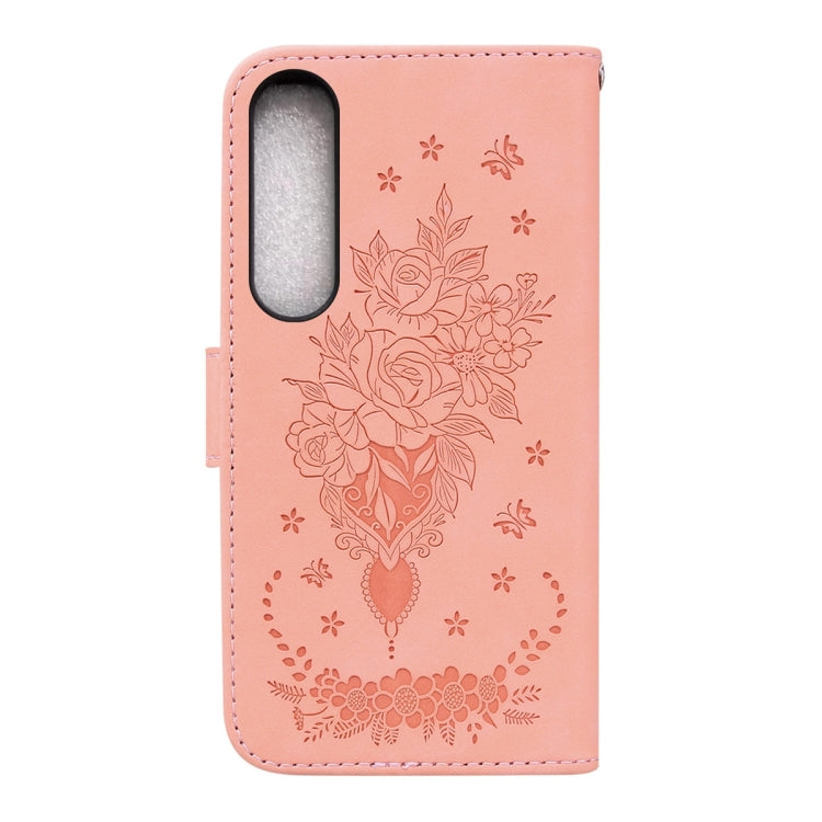 For Sony Xperia 1 IV 2023 Butterfly Rose Embossed Leather Phone Case