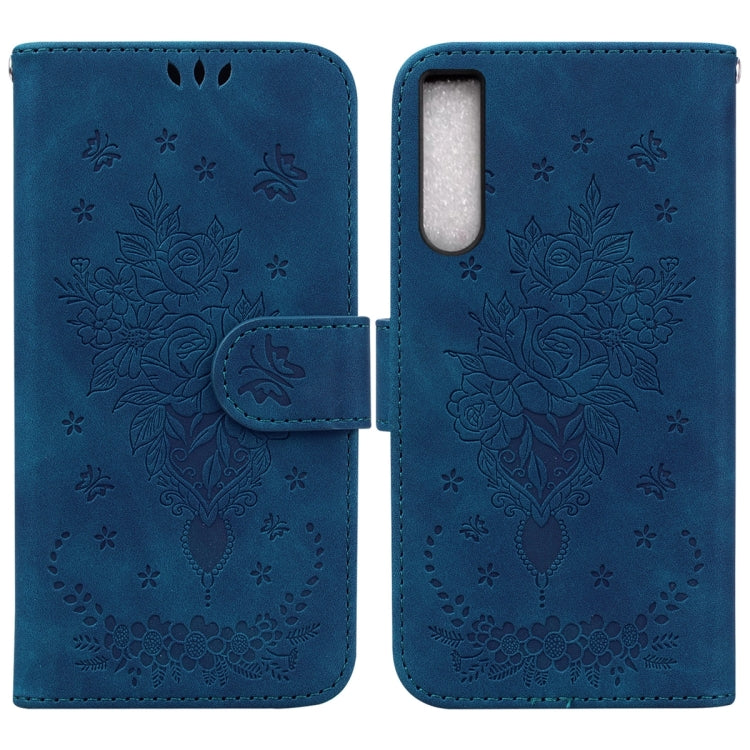 For Sony Xperia 10 IV 2023 Butterfly Rose Embossed Leather Phone Case