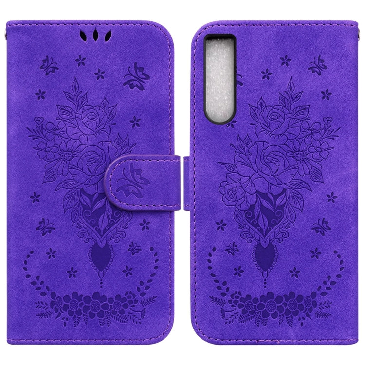 For Sony Xperia 10 IV 2023 Butterfly Rose Embossed Leather Phone Case